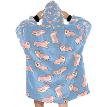 Load image into Gallery viewer, Playful Corgi Love Blanket Hoodie-Blanket-Apparel, Blanket Hoodie, Blankets, Corgi, Dog Mom Gifts-24