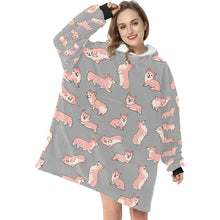 Load image into Gallery viewer, Playful Corgi Love Blanket Hoodie-Blanket-Apparel, Blanket Hoodie, Blankets, Corgi, Dog Mom Gifts-8