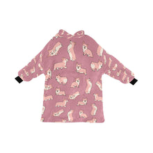 Load image into Gallery viewer, Playful Corgi Love Blanket Hoodie-Blanket-Apparel, Blanket Hoodie, Blankets, Corgi, Dog Mom Gifts-Dusty Pink-ONE SIZE-19