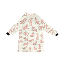 Load image into Gallery viewer, Playful Corgi Love Blanket Hoodie-Blanket-Apparel, Blanket Hoodie, Blankets, Corgi, Dog Mom Gifts-Ivory White-ONE SIZE-13