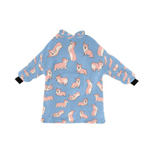 Load image into Gallery viewer, Playful Corgi Love Blanket Hoodie-Blanket-Apparel, Blanket Hoodie, Blankets, Corgi, Dog Mom Gifts-Sky Blue-ONE SIZE-22