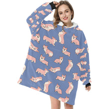 Load image into Gallery viewer, Playful Corgi Love Blanket Hoodie-Blanket-Apparel, Blanket Hoodie, Blankets, Corgi, Dog Mom Gifts-1