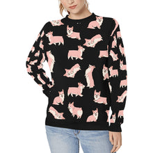 Load image into Gallery viewer, Playful Corgi Love Sweatshirt for Women-Black-XS-36