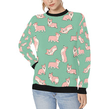 Load image into Gallery viewer, Playful Corgi Love Sweatshirt for Women-MediumAquaMarine-XS-21