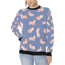 Load image into Gallery viewer, Playful Corgi Love Sweatshirt for Women-CornflowerBlue-XS-17
