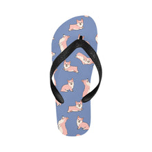 Load image into Gallery viewer, Playful Corgi Love Unisex Slippers-Footwear-Accessories, Corgi, Dog Mom Gifts, Slippers-Slate Blue-S-20