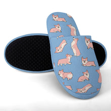 Load image into Gallery viewer, Playful Corgi Love Women's Cotton Mop Slippers-Footwear-Accessories, Corgi, Dog Mom Gifts, Slippers-23
