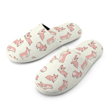 Load image into Gallery viewer, Playful Corgi Love Women's Cotton Mop Slippers-3