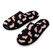 Load image into Gallery viewer, Playful Corgi Love Women's Cotton Mop Slippers-Footwear-Accessories, Corgi, Dog Mom Gifts, Slippers-10