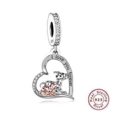Playful Dalmatian Love Silver Charm Pendant 360x