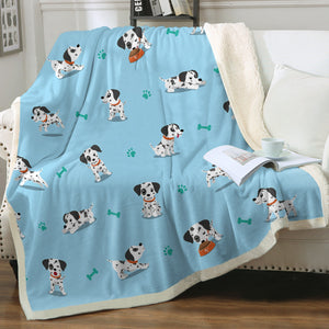 Playful Dalmatian Love Soft Warm Fleece Blanket-Blanket-Blankets, Dalmatian, Home Decor-Sky Blue-Small-3