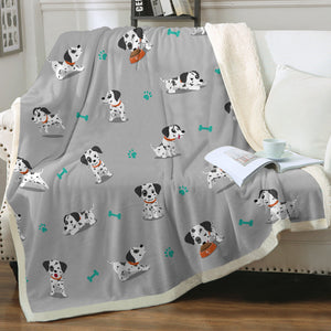 Playful Dalmatian Love Soft Warm Fleece Blanket-Blanket-Blankets, Dalmatian, Home Decor-Warm Gray-Small-4