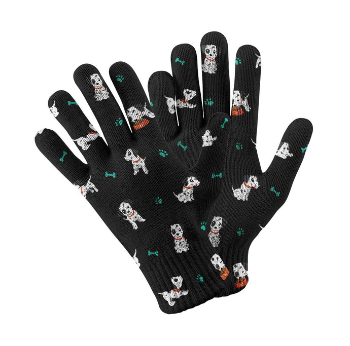 Playful Dalmatian Love Touch Screen Gloves-Accessories-Accessories, Dalmatian, Dog Dad Gifts, Dog Mom Gifts, Gloves-Black-3