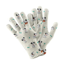 Load image into Gallery viewer, Playful Dalmatian Love Touch Screen Gloves-Accessories-Accessories, Dalmatian, Dog Dad Gifts, Dog Mom Gifts, Gloves-White-4