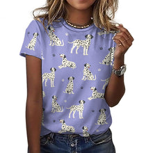 Load image into Gallery viewer, Playful Dalmatians love Women's Cotton T-Shirt-Apparel-Lavender Purple-2XS-33
