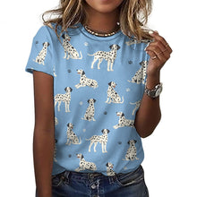 Load image into Gallery viewer, Playful Dalmatians love Women's Cotton T-Shirt-Apparel-Sky Blue-2XS-17