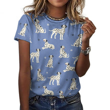 Load image into Gallery viewer, Playful Dalmatians love Women's Cotton T-Shirt-Apparel-Slate Blue-2XS-19
