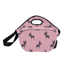 Load image into Gallery viewer, Playful Doberman Pinscher Pattern Neoprene Lunch Bag-Accessories-Accessories,Bags,Doberman,Dog Dad Gifts,Dog Mom Gifts,Lunch Bags-9