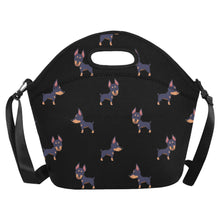 Load image into Gallery viewer, Playful Doberman Pinscher Pattern Neoprene Lunch Bag-Accessories-Accessories,Bags,Doberman,Dog Dad Gifts,Dog Mom Gifts,Lunch Bags-Midnight Black-ONESIZE-4