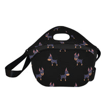 Load image into Gallery viewer, Playful Doberman Pinscher Pattern Neoprene Lunch Bag-Accessories-Accessories,Bags,Doberman,Dog Dad Gifts,Dog Mom Gifts,Lunch Bags-5