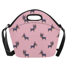 Load image into Gallery viewer, Playful Doberman Pinscher Pattern Neoprene Lunch Bag-Accessories-Accessories,Bags,Doberman,Dog Dad Gifts,Dog Mom Gifts,Lunch Bags-Light Pink-ONESIZE-3