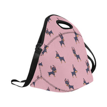 Load image into Gallery viewer, Playful Doberman Pinscher Pattern Neoprene Lunch Bag-Accessories-Accessories,Bags,Doberman,Dog Dad Gifts,Dog Mom Gifts,Lunch Bags-10