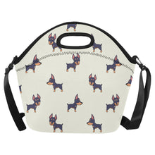 Load image into Gallery viewer, Playful Doberman Pinscher Pattern Neoprene Lunch Bag-Ivory-ONESIZE-1