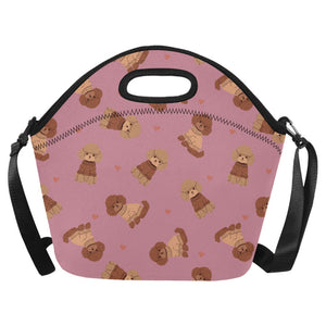 Playful Doodle in Christmas Neoprene Lunch Bag-PaleVioletRed-ONESIZE-11