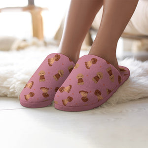 Playful Doodle in Christmas Women's Cotton Mop Slippers-17