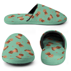 Playful Doodle in Christmas Women's Cotton Mop Slippers-29