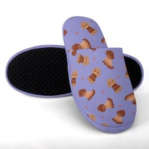 Playful Doodle in Christmas Women's Cotton Mop Slippers-33