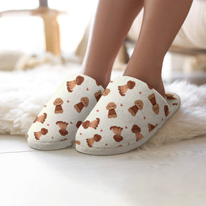 Playful Doodle in Christmas Women's Cotton Mop Slippers-3