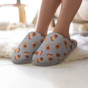 Playful Doodle in Christmas Women's Cotton Mop Slippers-41