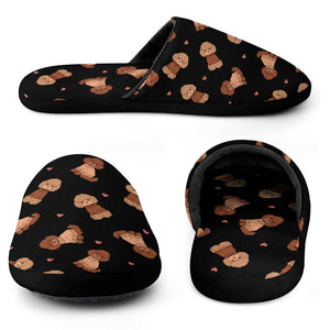 Playful Doodle in Christmas Women's Cotton Mop Slippers-44