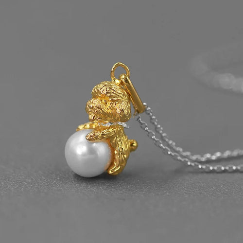 Playful Doodle / Toy Poodle Love Silver Necklace and Pendant-1