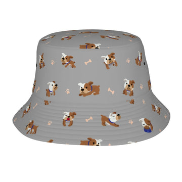 Playful English Bulldog Adventures Bucket Hat Parisian Gray One Size 17 360x