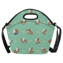 Load image into Gallery viewer, Playful English Bulldog Adventures Neoprene Lunch Bag-MediumAquaMarine-ONESIZE-11