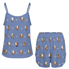 Load image into Gallery viewer, Playful English Bulldog Adventures Women's Cami and Shorts Pajama Set-15
