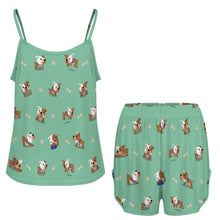 Load image into Gallery viewer, Playful English Bulldog Adventures Women's Cami and Shorts Pajama Set-19
