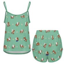 Load image into Gallery viewer, Playful English Bulldog Adventures Women's Cami and Shorts Pajama Set-20