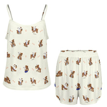 Load image into Gallery viewer, Playful English Bulldog Adventures Women's Cami and Shorts Pajama Set-23
