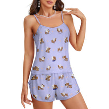 Load image into Gallery viewer, Playful English Bulldog Adventures Women's Cami and Shorts Pajama Set-29