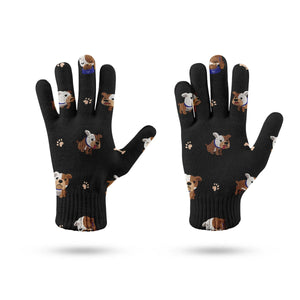 Playful English Bulldog Pattern Touch Screen Gloves-Accessories-Accessories, Dog Dad Gifts, Dog Mom Gifts, Gloves-13