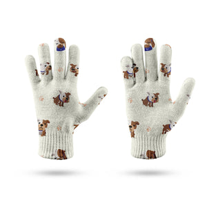 Playful English Bulldog Pattern Touch Screen Gloves-Accessories-Accessories, Dog Dad Gifts, Dog Mom Gifts, Gloves-9