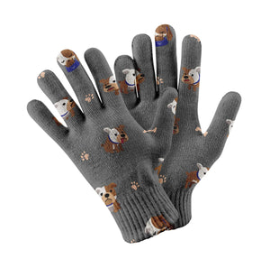 Playful English Bulldog Pattern Touch Screen Gloves-Accessories-Accessories, Dog Dad Gifts, Dog Mom Gifts, Gloves-Gray-4