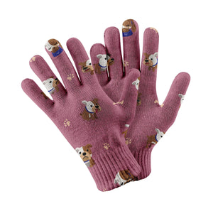 Playful English Bulldog Pattern Touch Screen Gloves-Accessories-Accessories, Dog Dad Gifts, Dog Mom Gifts, Gloves-Rose gold-3