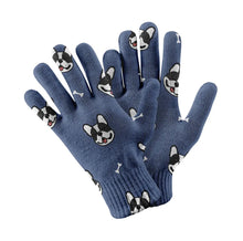 Load image into Gallery viewer, Playful Frenchie Charm Touch Screen Gloves-Accessories-Accessories,Dog Dad Gifts,Dog Mom Gifts,Gloves-Navy-3