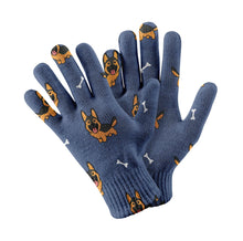 Load image into Gallery viewer, Playful German Shepherd Touch Screen Gloves-Accessories-Accessories, Dog Dad Gifts, Dog Mom Gifts, German Shepherd, Gloves-Navy-2