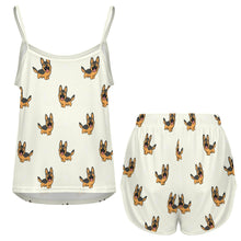 Load image into Gallery viewer, Playful German Shepherd Women's Cami and Shorts Pajama Set-11