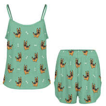 Load image into Gallery viewer, Playful German Shepherd Women's Cami and Shorts Pajama Set-18